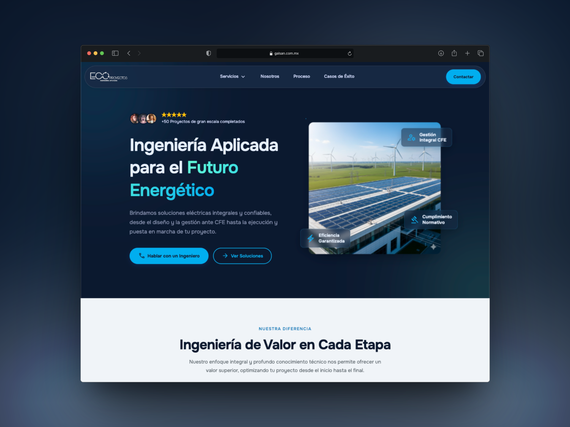 Experiencia web desarrollada para Ecoproyectos