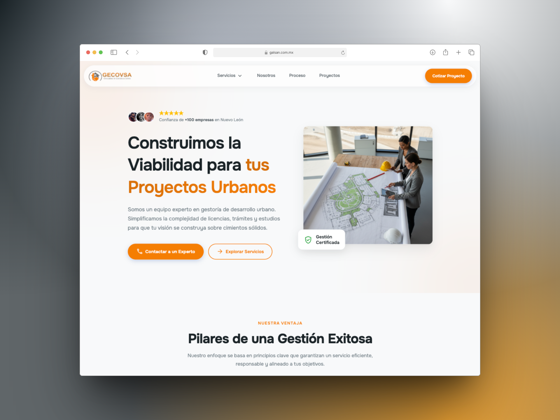 Sitio web corporativo desarrollado para Gecovsa